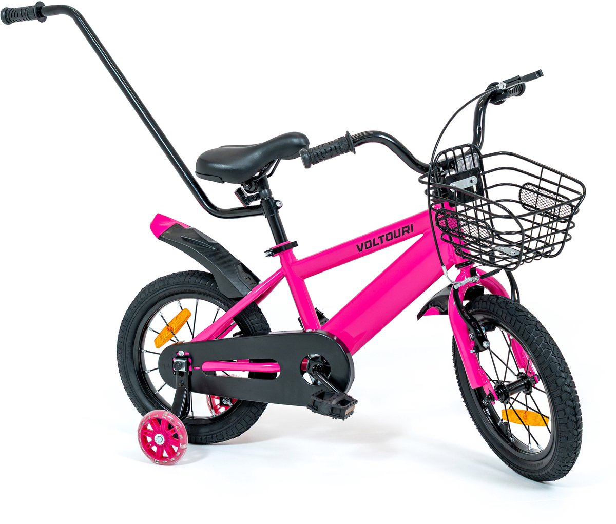 kinderfiets 14 inch zijwieltjes met licht duwstang mandje 3 6 jaar