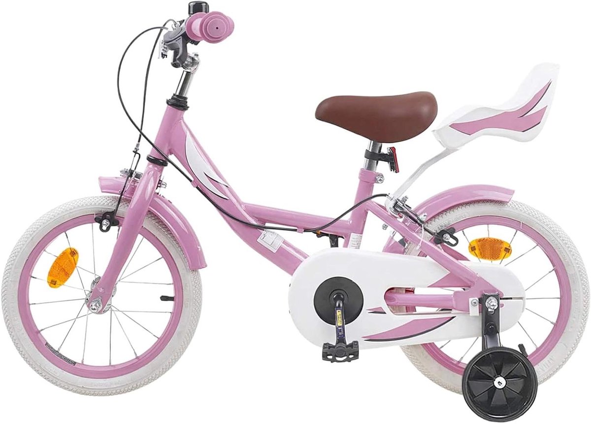Kinderfiets 16 Inch - Klassieke Fiets - Buiten Plezier - Verstelbaar Zadel - 105-120 cm - Lichtroze Kinderfiets kopen online