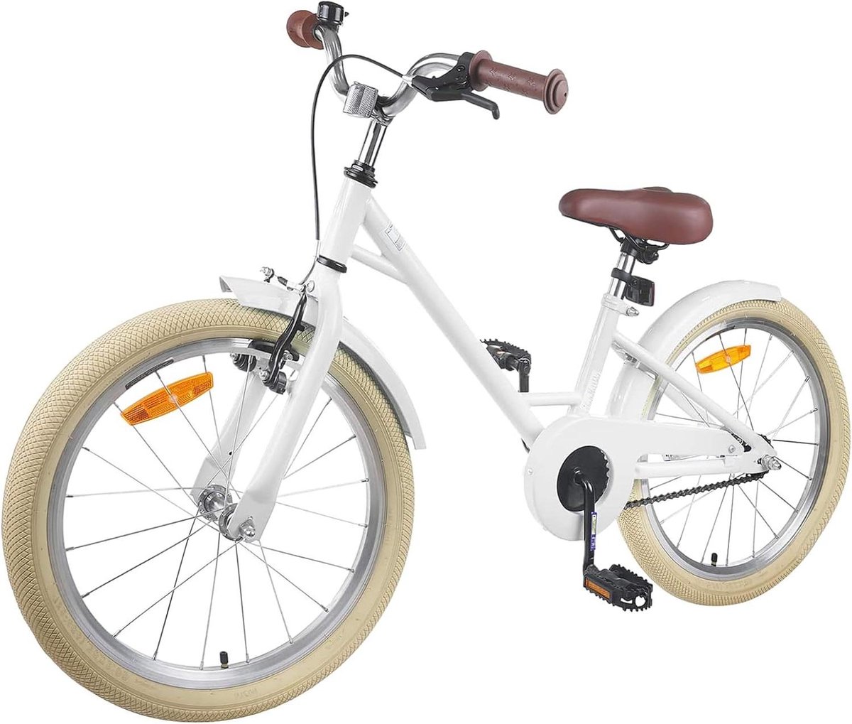 Kinderfiets 18 inch - Jeugdfiets meisjes jongens - Veilig fietsen - Stevige stalen constructie - 18 inch - Wit Kinderfiets kopen online