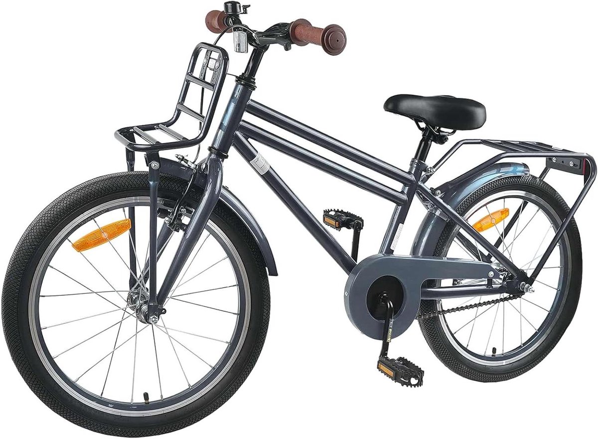 Kinderfiets 18 inch - Jongensfiets Meisjesfiets - Veilig Fietsen - Stalen Frame - 18 inch - Donkergrijs Kinderfiets kopen online