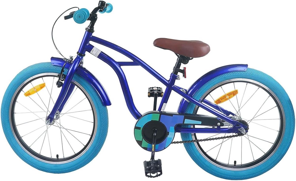 Kinderfiets 18 Inch - Klassieke kinderfiets - Buiten spelen - Stalen frame - 18 inch - Donkerblauw Kinderfiets kopen online