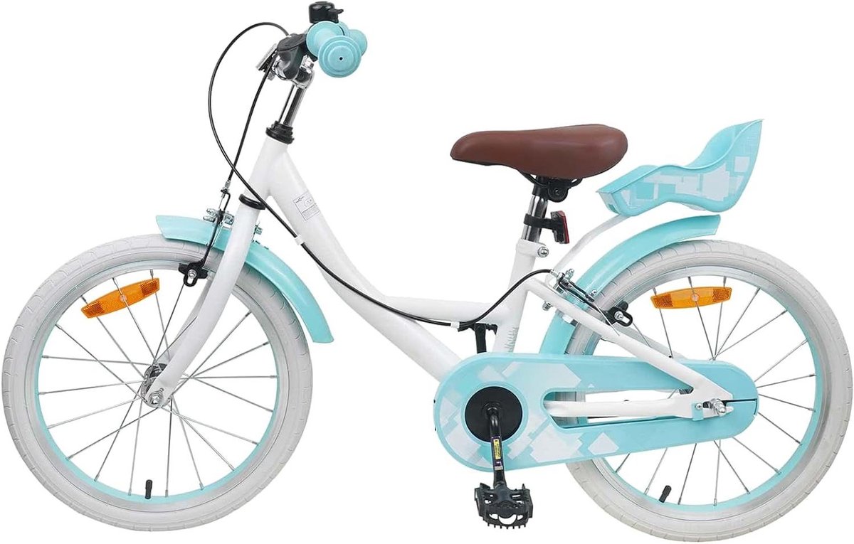 Kinderfiets 18 Inch - Klassieke Kinderfiets Instapmodel - Fietsavonturen - Verstelbaar Stuur en Zadel - 18 inch - Wit Kinderfiets kopen online