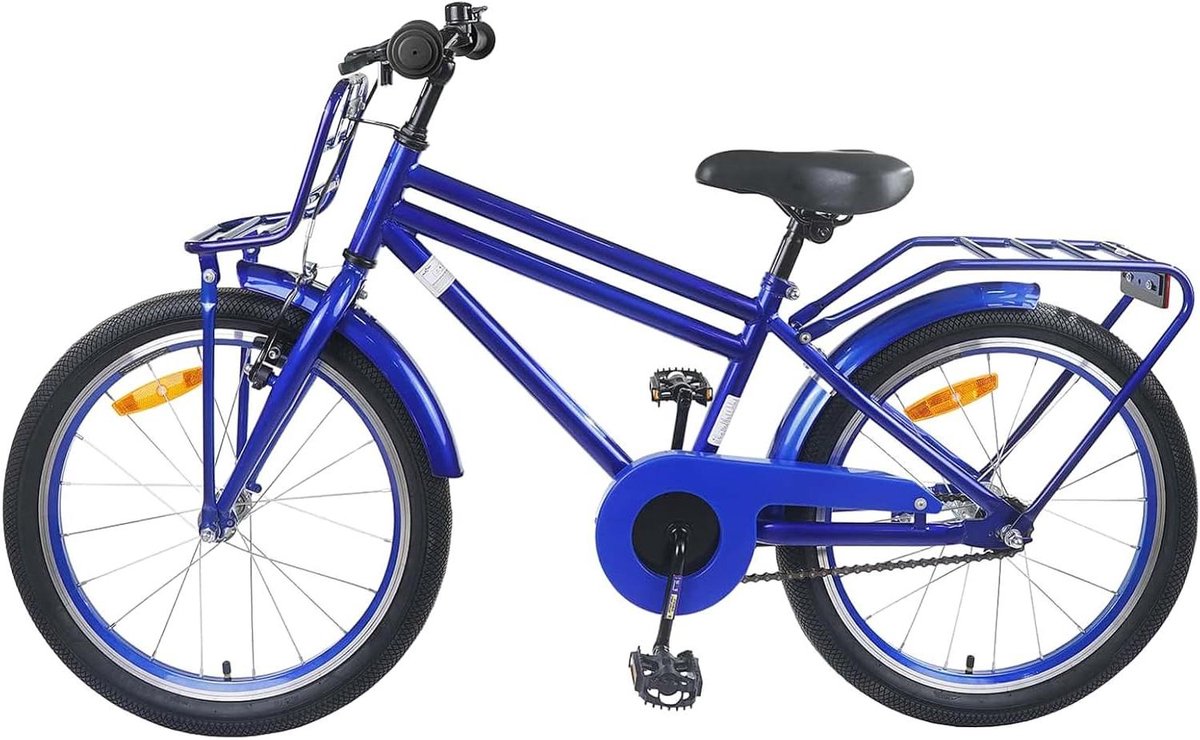 kinderfiets 20 inch jongensfiets meisjesfiets veilig fietsen stalen frame 20 inch donkerblauw