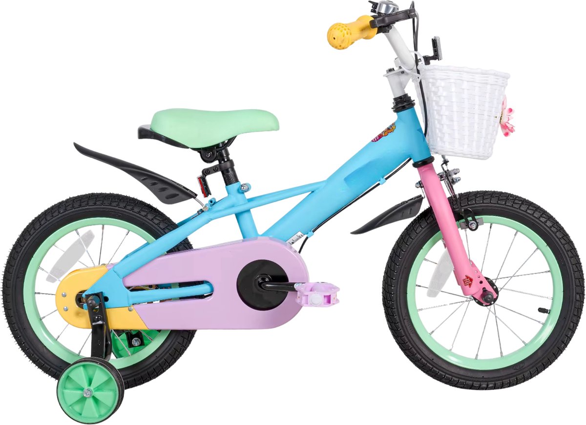 Kinderfiets 30–46 cm – Voor meisjes van 2–8 jaar voor dagelijks gebruik en spel – Met stabilisatoren, voormand en standaard – Blauw frame Kinderfiets kopen online