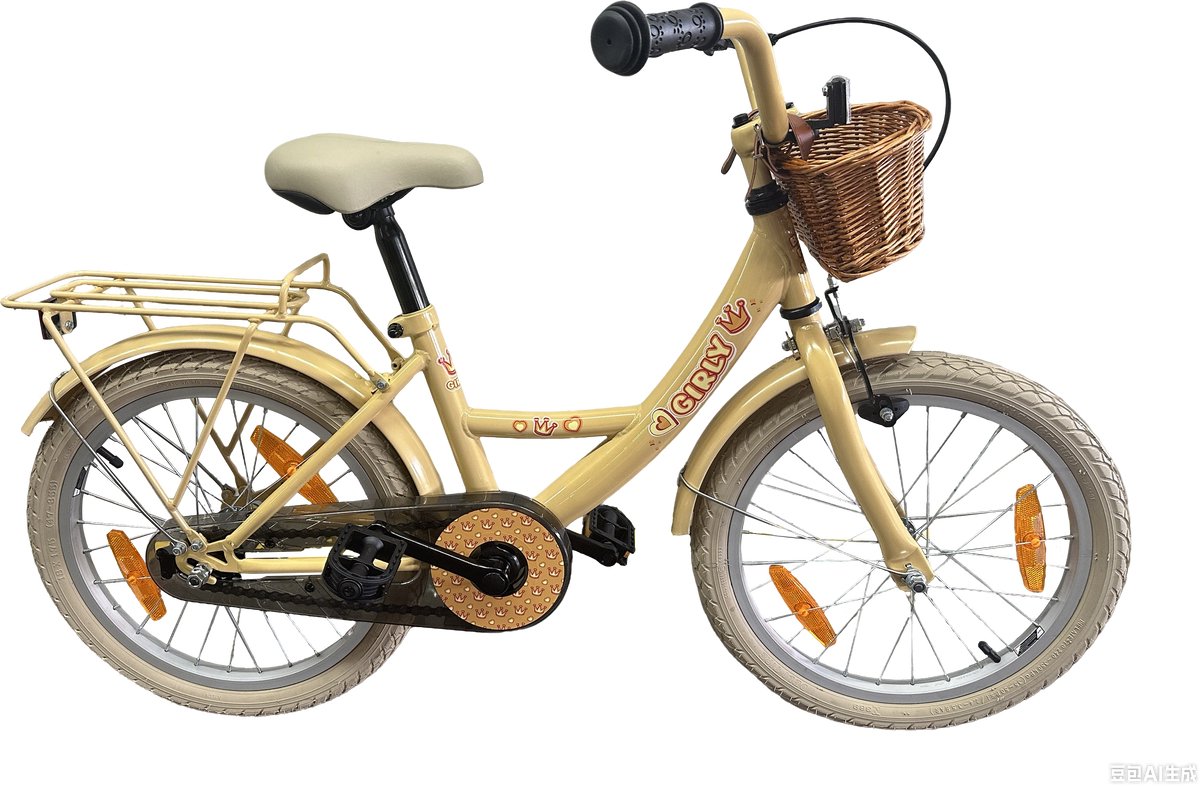 Kinderfiets Bikefun Girly 18 inch - met mandje en remnaaf - Goud Kinderfiets kopen online