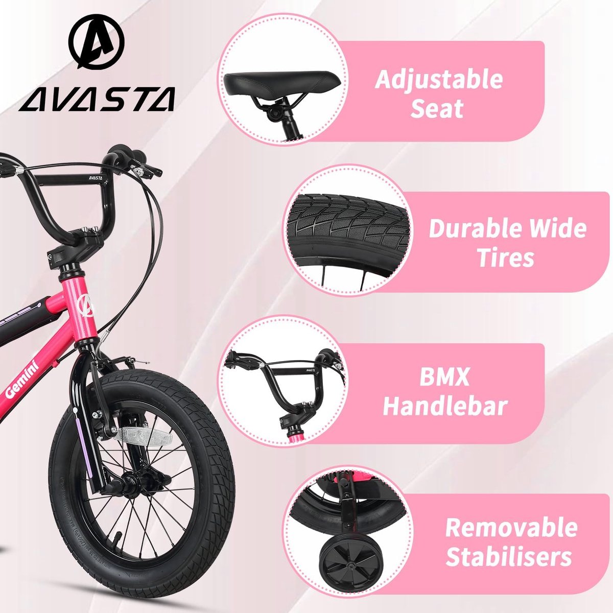 Kinderfiets BMX-stijl met Zijwieltjes en Standaard (12, 14, 16 Inch) voor Jongens en Meisjes (1-8 Jaar) Kinderfiets kopen online