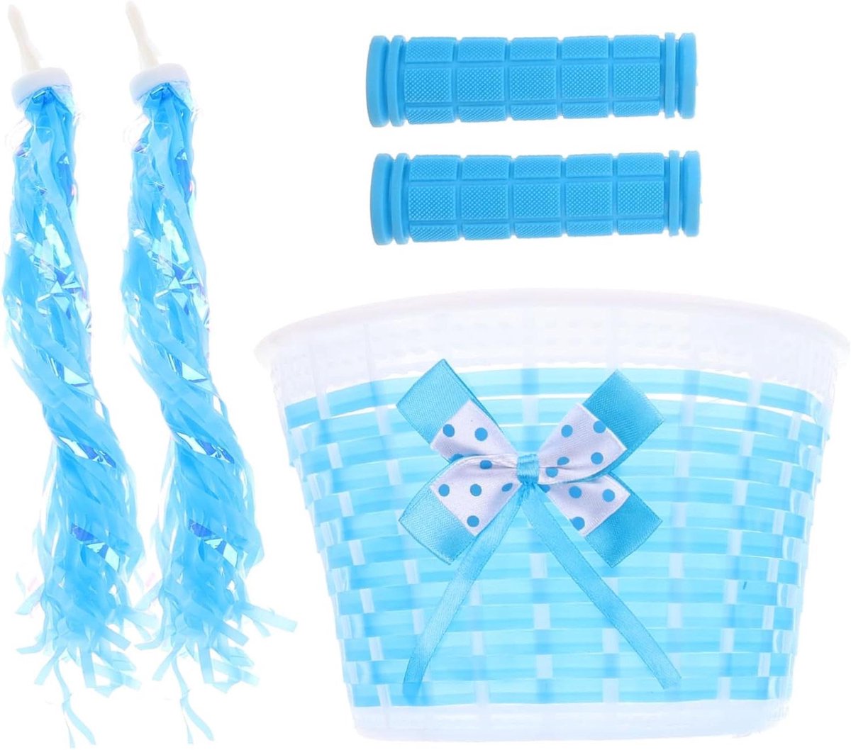 Kinderfiets Decoratie Set - Stuurkwastjes Mand - Fiets Versieren - Eenvoudig te Bevestigen - 20 cm Lengte - Blauw Kinderfiets kopen online
