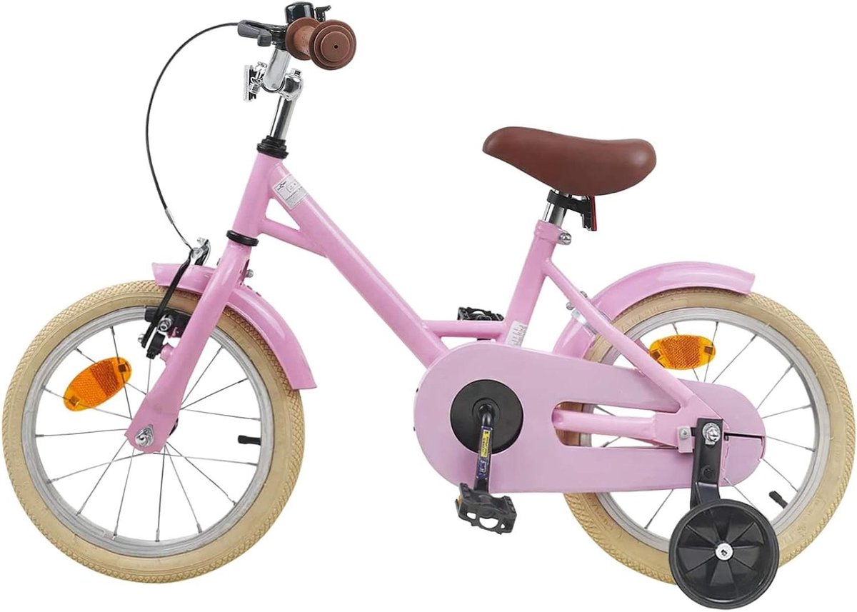 kinderfiets jongensfiets meisjesfiets buitenrijden klassiek ontwerp 16 inch lichtroze