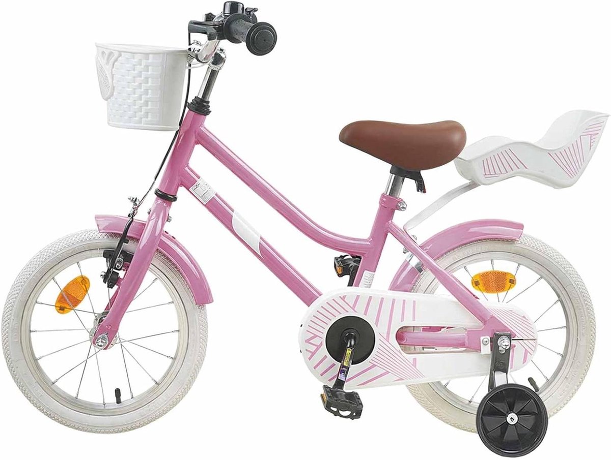 Kinderfiets - Jongensfiets Meisjesfiets - Fietsen Leren - Stalen Frame - 16 inch - Lichtroze Kinderfiets kopen online