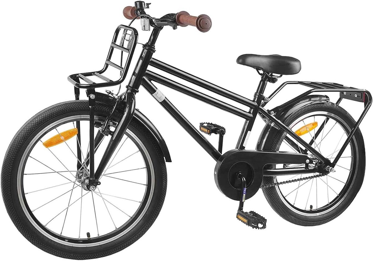 Kinderfiets - Jongensfiets Meisjesfiets - Fietstraining Kind - Stalen Vork Spatbord - 22 inch - Zwart Kinderfiets kopen online