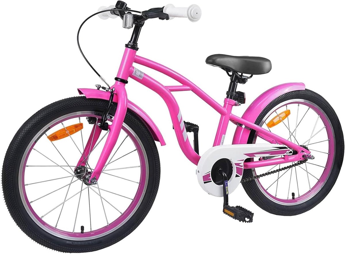 Kinderfiets - Jongensfiets Meisjesfiets - Fietstraining Kind - Verstelbare Zadelstuur - 22 inch - Donkerroze Kinderfiets kopen online