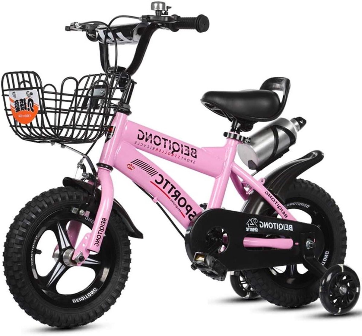 Kinderfiets - Jongensfiets Meisjesfiets - Leren Fietsen - Afneembare Steunwielen - 14 inch - Roze Kinderfiets kopen online