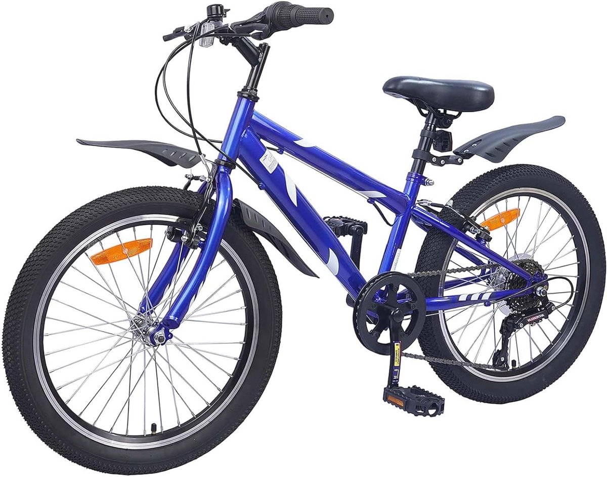 Kinderfiets - Jongensfiets Meisjesfiets - Schoolritten Parkritten - 6 Versnellingen Instelbaar - 20 inch - Donkerblauw Kinderfiets kopen online
