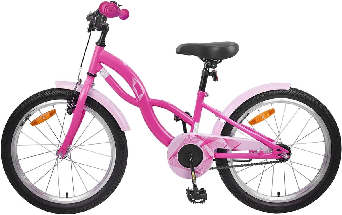 Kinderfiets - Jongensfiets Meisjesfiets - Vrije Tijd - Verstelbare Onderdelen - 18 inch - Donkerroze Kinderfiets kopen online