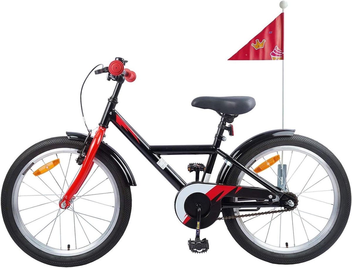 Kinderfiets - Jongensmeisjesfiets - Buiten spelen - Dubbele rem - 20 inch - Zwart Kinderfiets kopen online