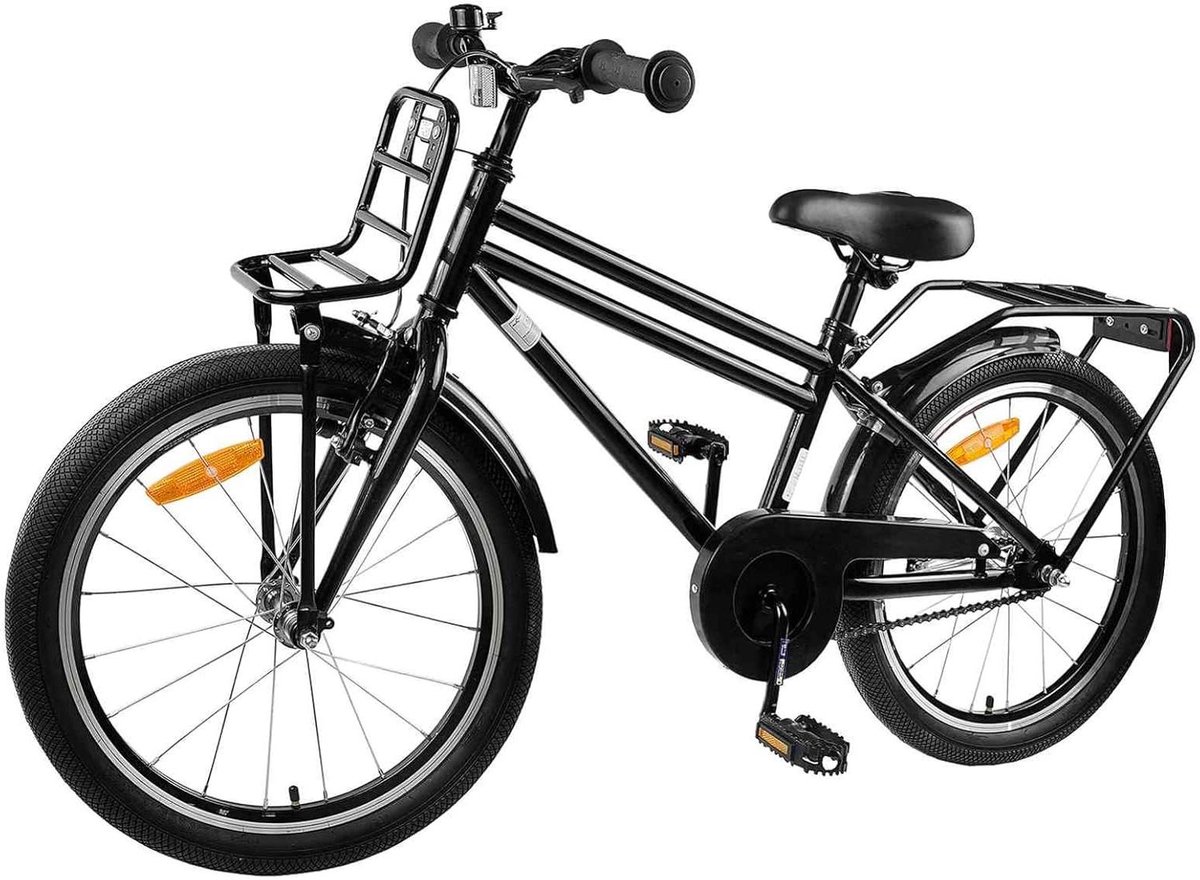 Kinderfiets - Jongensmeisjesfiets - Fietstraining - Veilig remsysteem - 20 inch - Zwart Kinderfiets kopen online