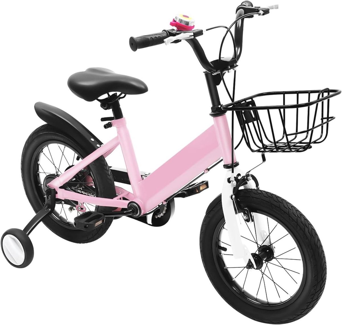 Kinderfiets - Jongensmeisjesfiets - Leren fietsen - Verstelbare hoogte - 14 inch - Roze Kinderfiets kopen online