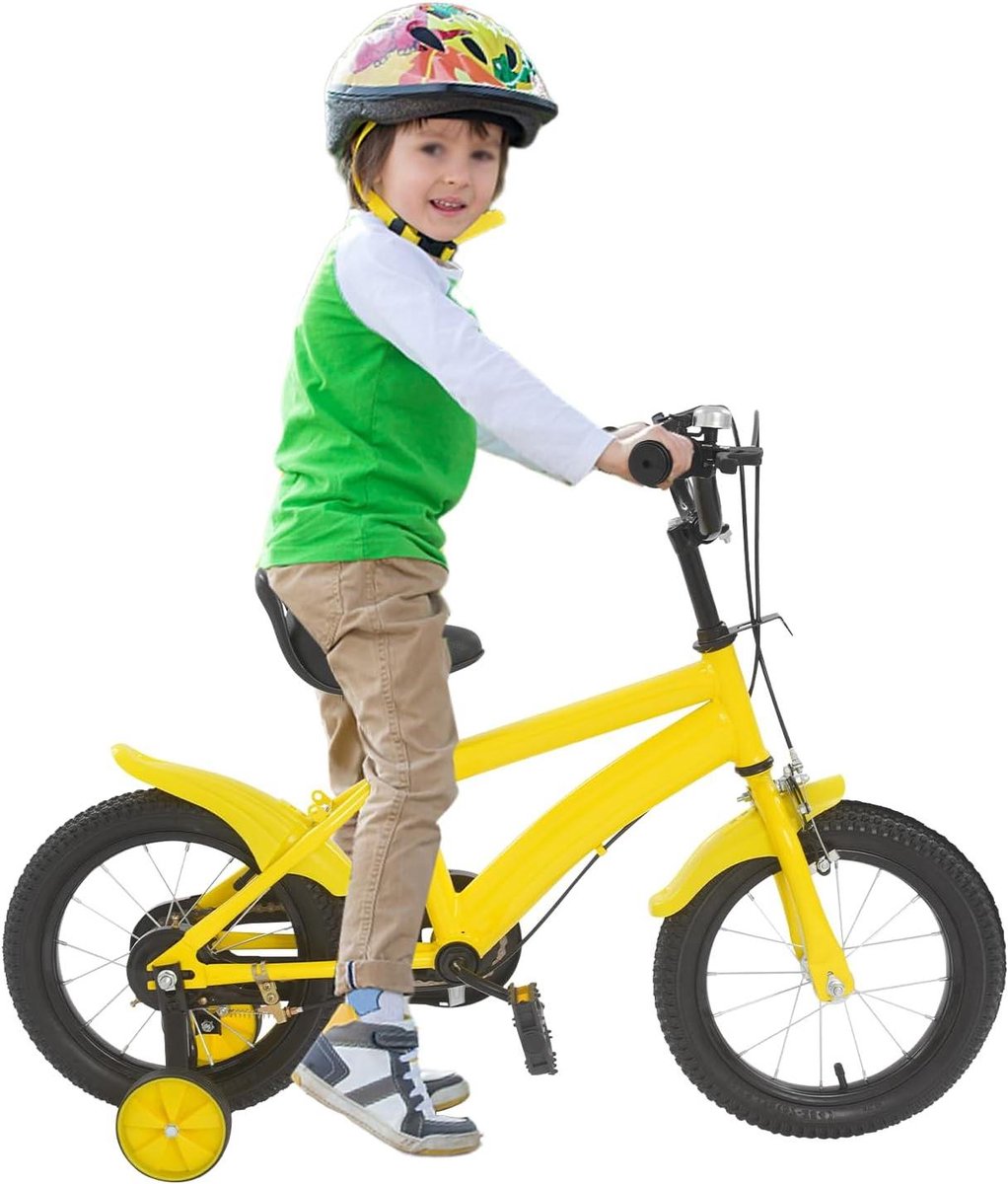 Kinderfiets - Loopfiets Fietsje - Leren Fietsen - Dubbel Remsysteem - 14 inch - Geel Kinderfiets kopen online