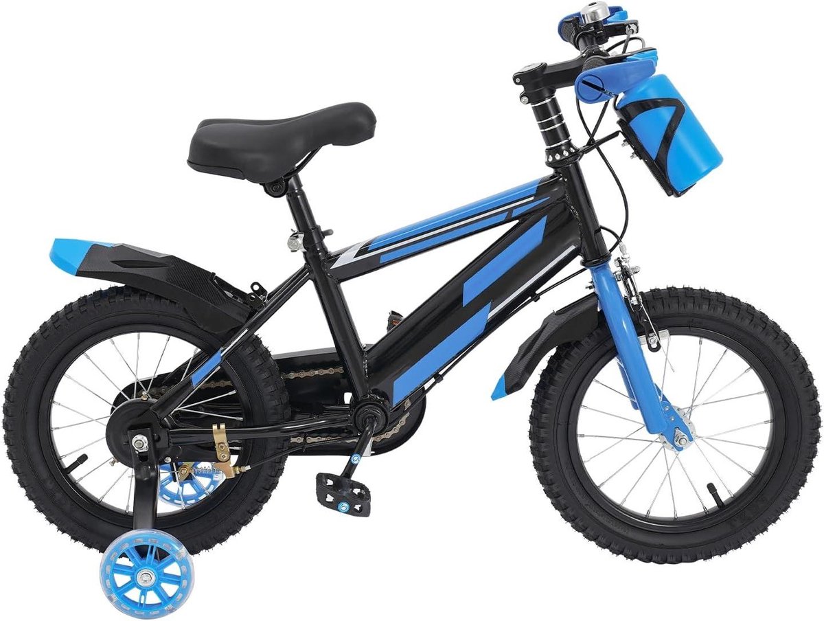 Kinderfiets - Loopfiets Kinderen - Buiten Spelen - Verstelbaar Zadel - 14 inch - Zwart Blauw Kinderfiets kopen online
