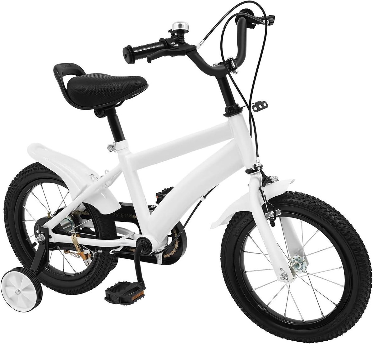 Kinderfiets - Loopfiets - Leren fietsen - Met steunwielen - 14 inch - Wit Kinderfiets kopen online
