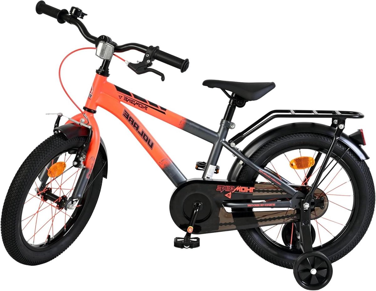 Kinderfiets - Loopfiets - Leren fietsen - Veiligheidsremmen - 16 inch - Oranje grijs Kinderfiets kopen online