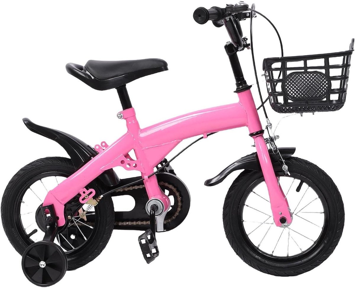 Kinderfiets - Loopfiets Meisjes - Leren Fietsen - Met Zijwieltjes - 12 Inch - Roze Kinderfiets kopen online