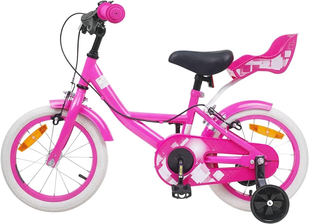 Kinderfiets - Loopfiets Peuterfiets - Buiten spelen - Verstelbaar stuur en zadel - 14 inch - Roze Kinderfiets kopen online