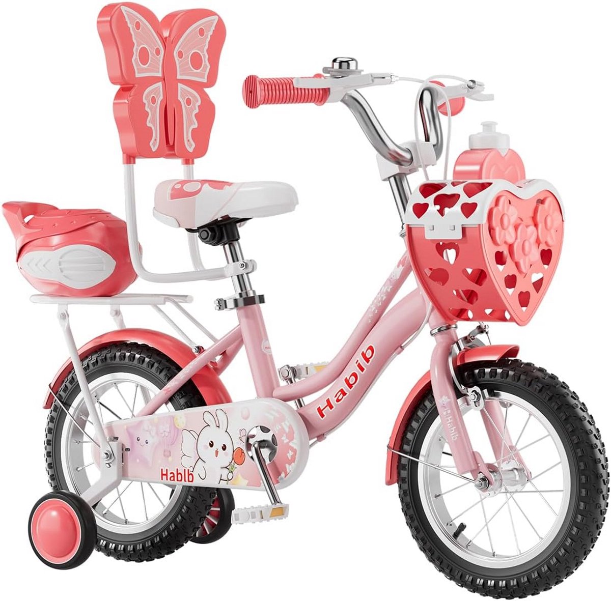 Kinderfiets Meisjes 16 inch Compleet Roze met Zijwieltjes, Mand en Accessoires Kinderfiets kopen online