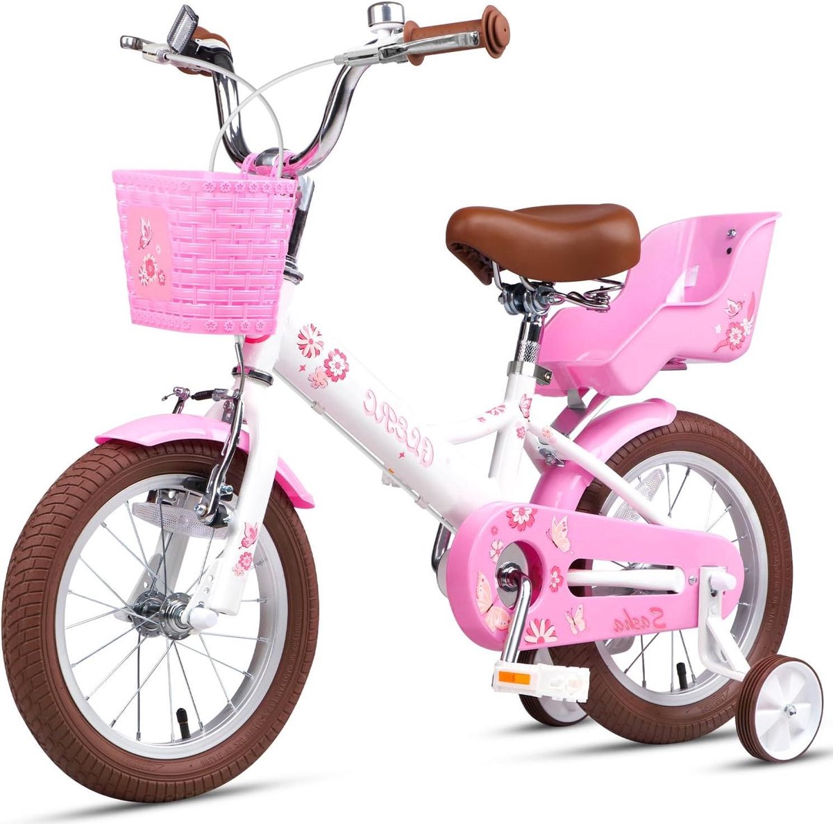 Kinderfiets Meisjes - Fiets voor kinderen - Leren fietsen - Inclusief poppenstoel - 14 inch - Wit Kinderfiets kopen online