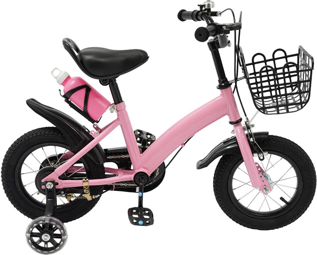 Kinderfiets Meisjes - Loopfiets Balansfiets - Leren Fietsen - Inclusief Mandje - 12 Inch - Roze Kinderfiets kopen online