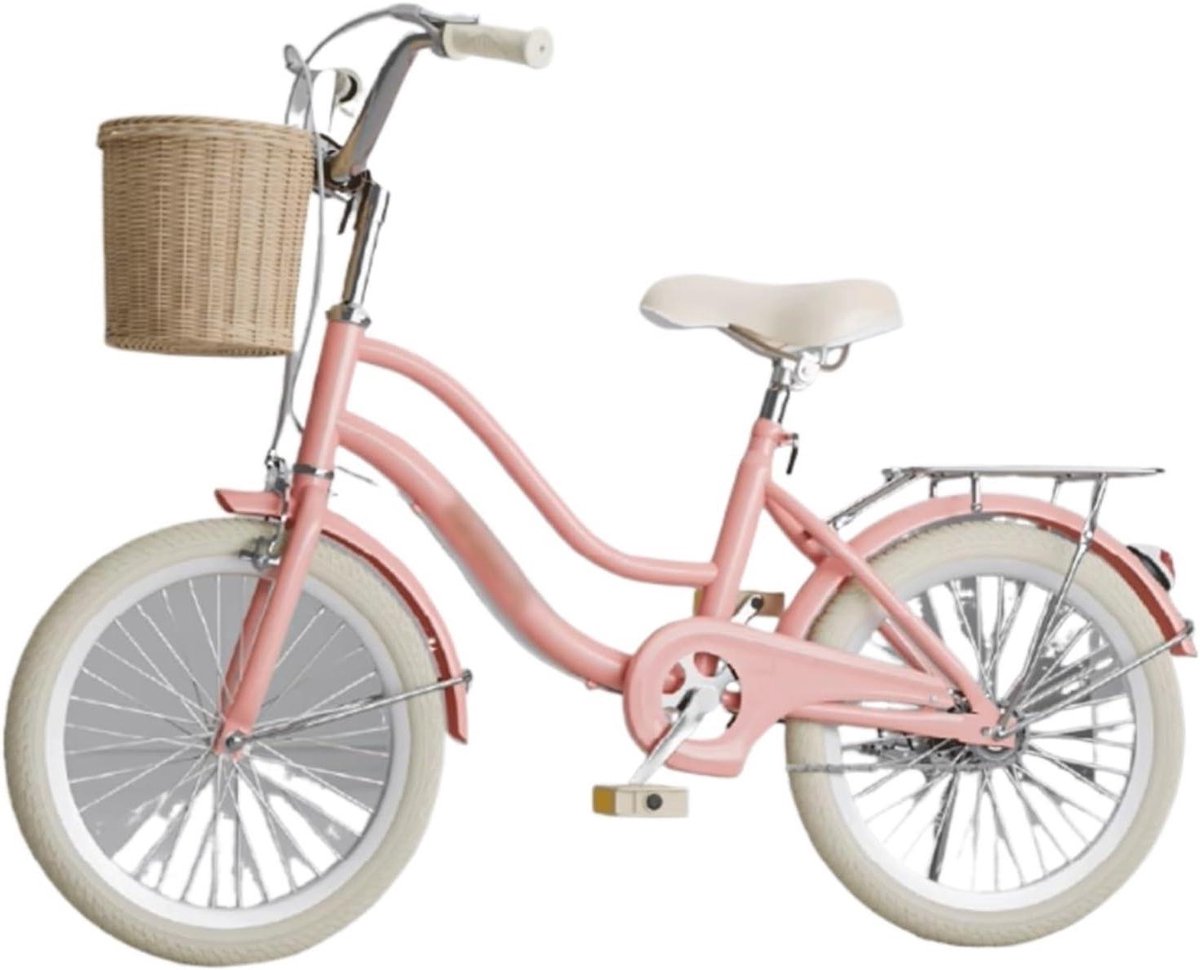 Kinderfiets - Meisjesfiets Jongensfiets - Leren Fietsen - Met Mandje Bel - 20 inch - Roze Kinderfiets kopen online