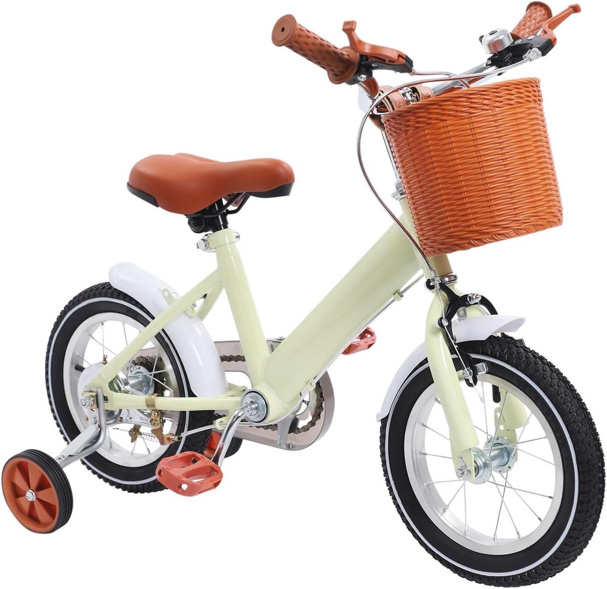 Kinderfiets - Meisjesfiets Jongensfiets - Leren Fietsen - Robuust Driehoekig Frame - 12 Inch - Geel Kinderfiets kopen online