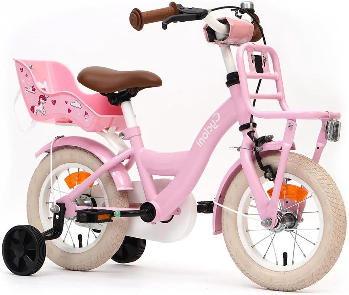 Kinderfiets - Meisjesfiets - Leren Fietsen - Inclusief Zijwieltjes - 12 Inch - Roze Kinderfiets kopen online