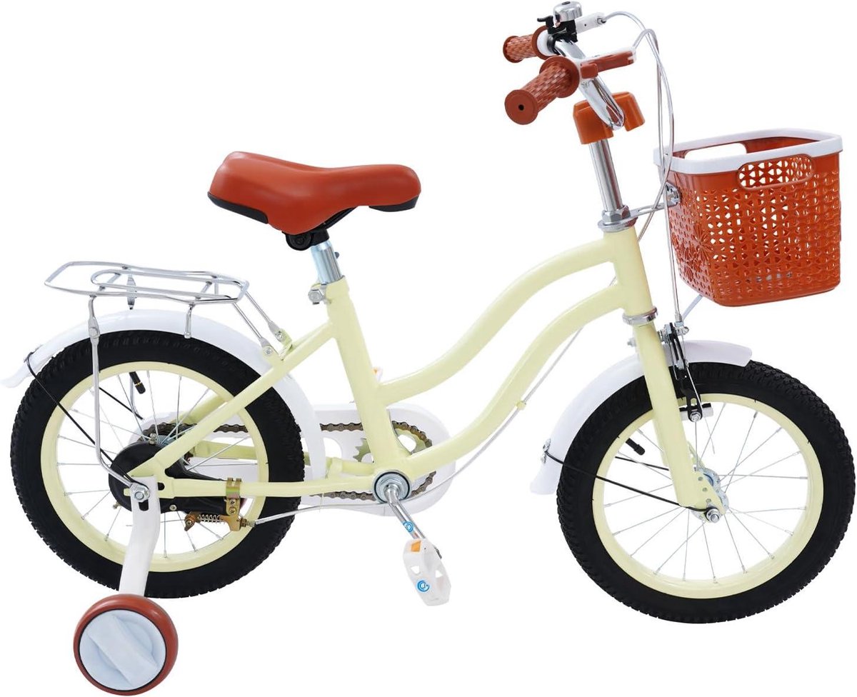 Kinderfiets met steunwielen - Loopfiets voor peuters - Leren fietsen - In hoogte verstelbaar - 14 inch - Roze Kinderfiets kopen online