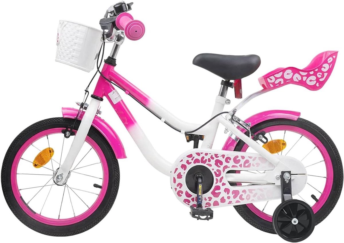 Kinderfiets met zijwieltjes - Loopfiets voor kinderen - Leren fietsen - Verstelbare handvatten en zadel - 14 inch - Roze Kinderfiets kopen online