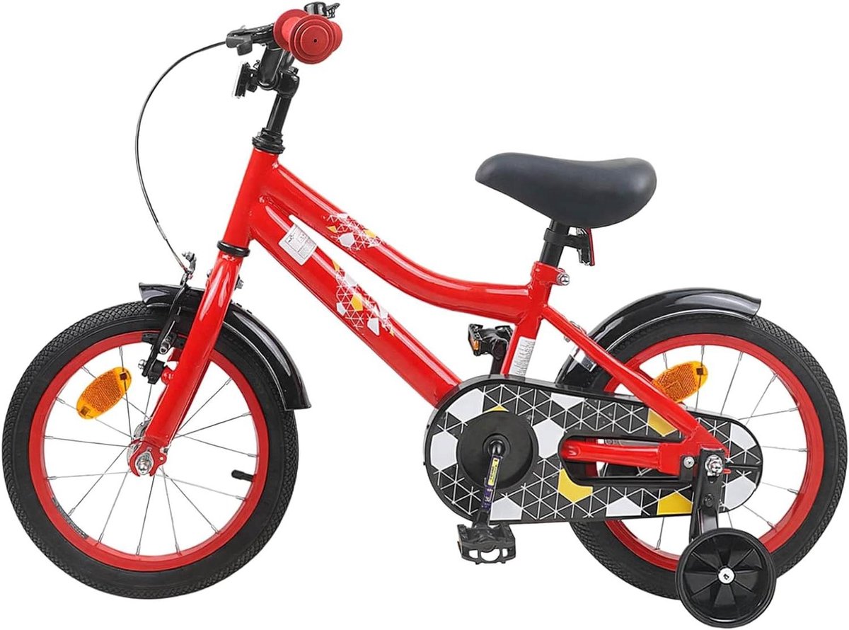 kinderfiets rood peuterfiets avontuurfiets leren fietsen verstelbaar stuur zadel 14 inch rood
