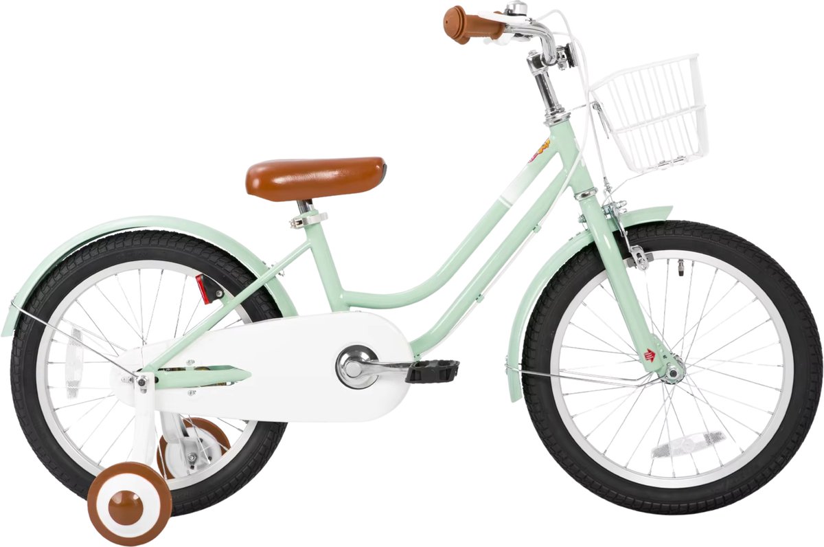 Kinderfiets – Voor beginners / kinderen – Met mand, spatborden, volledige kettingkoffer en zijwieltjes – Groen, 30 cm Kinderfiets kopen online