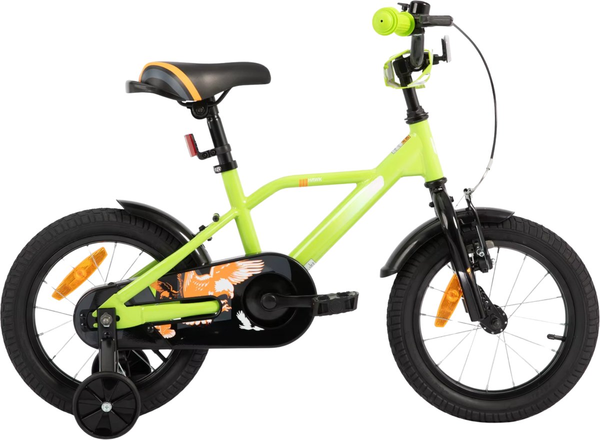 Kinderfiets – Voor jongens 3-9 jaar – Met stabilisatoren, handrem en terugtraprem – 30-51 cm, groen Kinderfiets kopen online