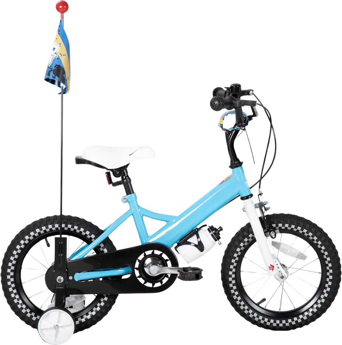 kinderfiets voor jongens en meisjes met mand bel extra wielen en poppenzitje leuk verjaardagscadeau blauw 36 cm