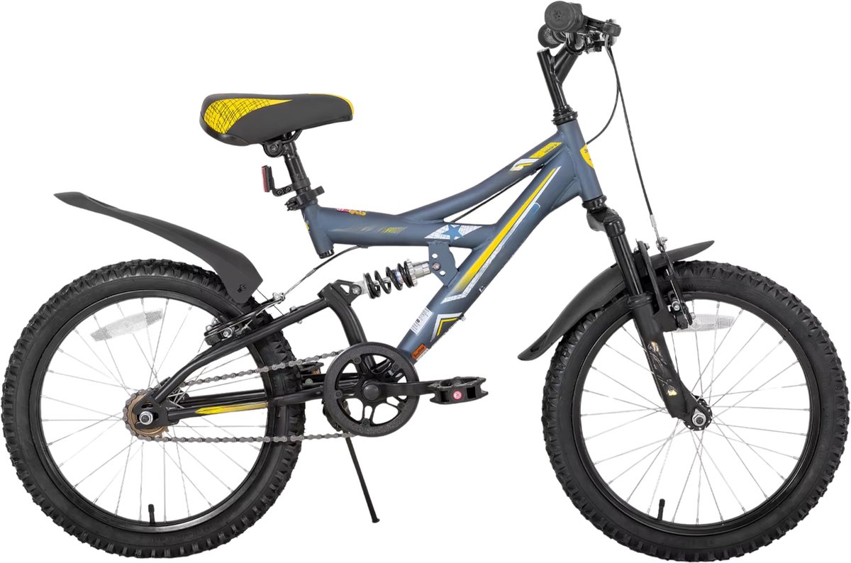 Kinderfiets – Voor kinderen 5-13 jaar – Mountainbike, dubbele vering – 51 cm, blauw Kinderfiets kopen online