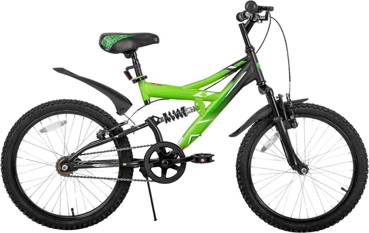 Kinderfiets – Voor kinderen 5-13 jaar – Mountainbike, dubbele vering – 51 cm, groen Kinderfiets kopen online