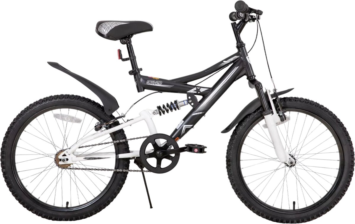 kinderfiets voor kinderen 5 13 jaar mountainbike dubbele vering 51 cm zwart