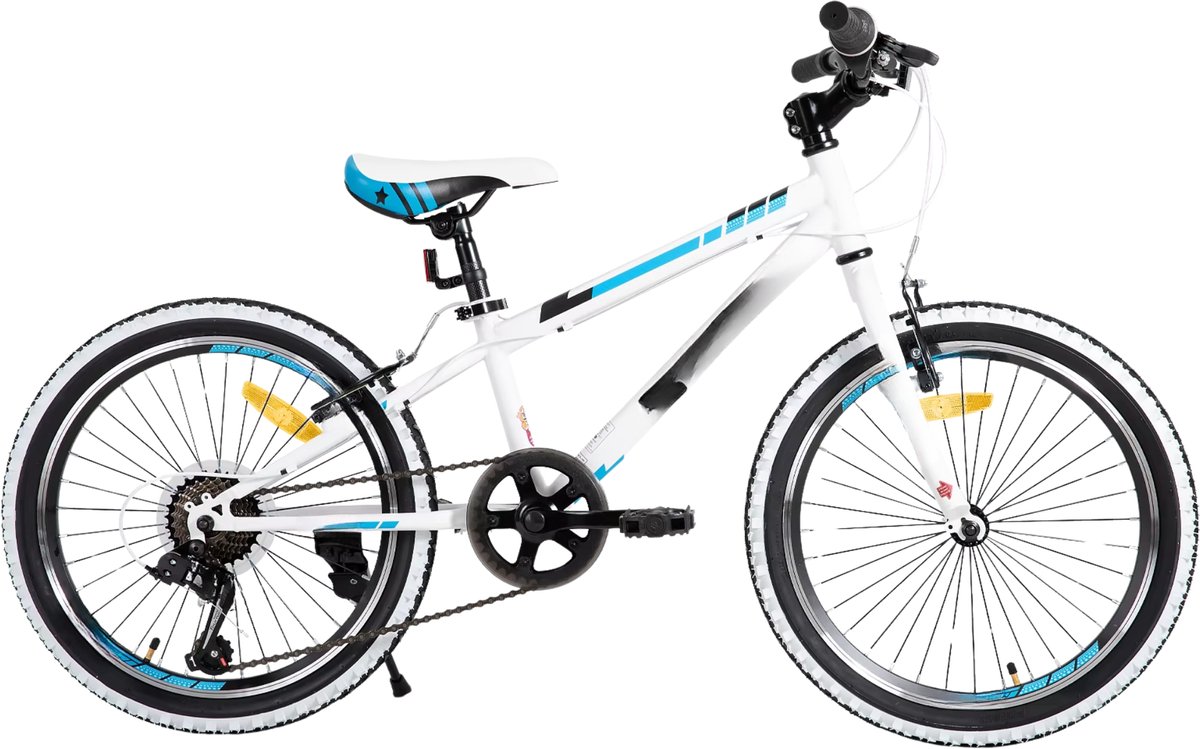 kinderfiets voor kinderen 7 12 jaar mountainbike 1 of 7 versnellingen 51 61 cm wit