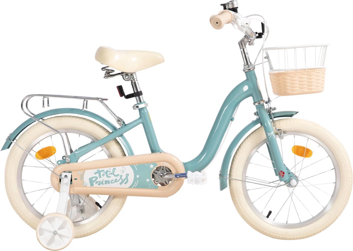 Kinderfiets – Voor kinderen van 3-10 jaar – Met zijwieltjes, fietsmandje en bagagerek – Groen, 41 cm Kinderfiets kopen online