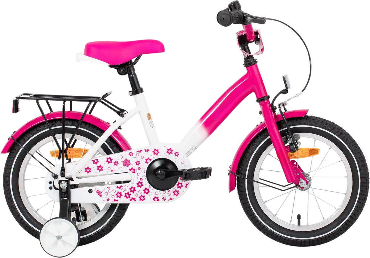 Kinderfiets – Voor meisjes – Met zijwieltjes, handrem, terugtraprem en bagagedrager – 30 cm / 36 cm / 41 cm wielen, roze Kinderfiets kopen online