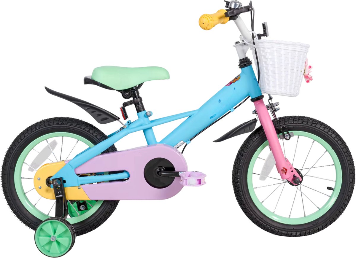 Kinderfiets – Voor meisjes van 2–8 jaar – Met stabilisatoren en voormand – 30 cm / 36 cm / 41 cm / 46 cm wielen, 46 cm met standaard, blauw Kinderfiets kopen online