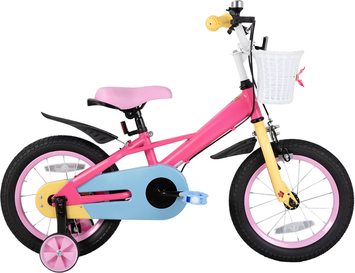 Kinderfiets – Voor meisjes van 2–8 jaar – Met stabilisatoren en voormand – 30 cm / 36 cm / 41 cm / 46 cm wielen, 46 cm met standaard, roze Kinderfiets kopen online
