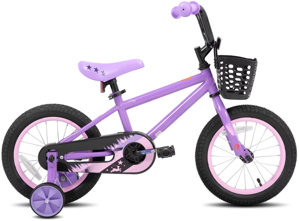 Kinderfiets – Voor meisjes van 3–10 jaar – Met zijwieltjes, kettingbeschermer en mandje – 36 cm / 41 cm / 51 cm wielen, paars Kinderfiets kopen online