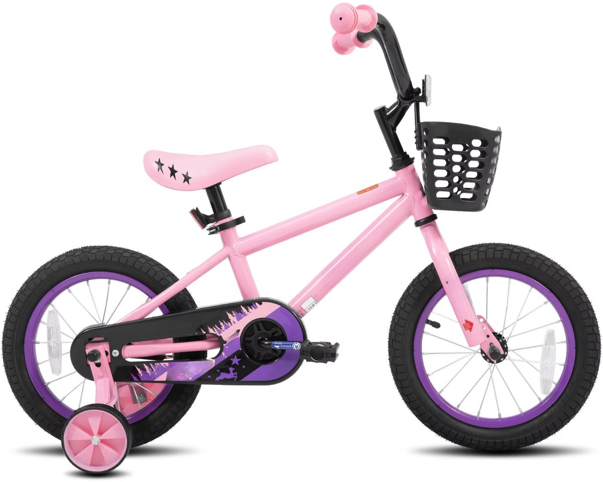 Kinderfiets – Voor meisjes van 3–10 jaar – Met zijwieltjes, kettingbeschermer en mandje – 36 cm / 41 cm / 51 cm wielen, roze Kinderfiets kopen online