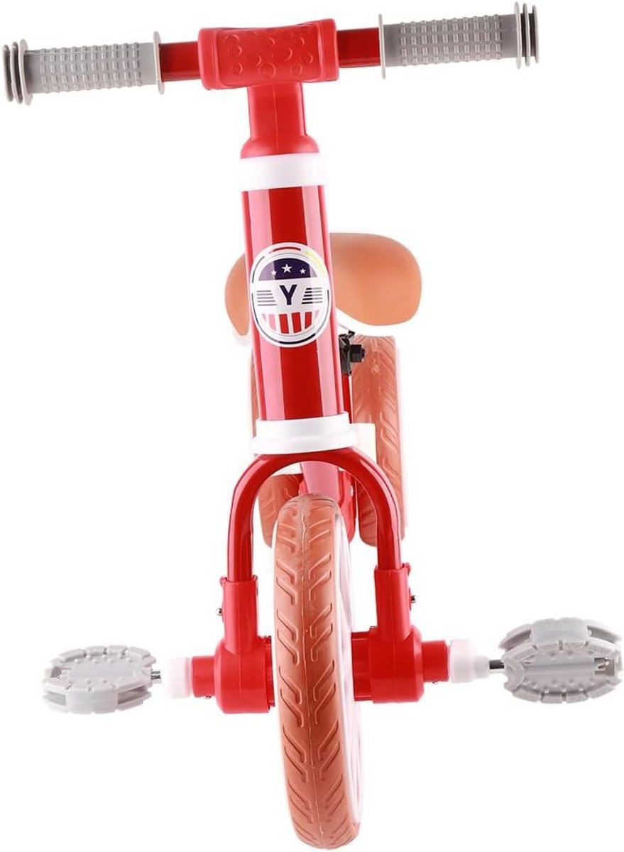 Kinderloopfiets - Driewieler peuter - Leren fietsen - Stabiliteit vier wielen - 49 x 22 cm - Rood Kinderfiets kopen online